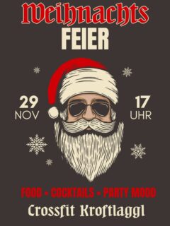 🎄🧑‍🎄✨️ wir freuen uns schon auf die Weihnachtsfeier mit unserer Kroftlaggl Community! 

🍹😋🍴 Wir hoffen, ihr habt euch schon angemeldet und seid ready für einen tollen Abend mit gutem Essen, bester Laune und coolen Cocktails.

#crossfitlife #crossfit #crossfitcommunity #weihnachtsfeier #christmasparty #cocktails #kirchbichl #crossfitdach #functionalfitness #goodmoodgoodfood