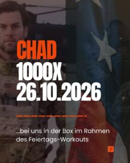 Das legendäre HERO Workout "Chad 1000x" zeigt dir, dass es nicht lange dauern muss, um an deine körperlichen und geistigen Grenzen zu kommen. 

Stell dich dieser Challenge - wir freuen uns auf dich! 🥰

CHAD wird im Rahmen des Feiertags-Workouts abgehalten ohne Time Cap. Wir fiebern mit, bis der letzte Schritt getan ist! 💪

Anmeldung wie gewohnt über Eversports!

#CrossFit #chad1000x #veterans #suicideprevention #mentalhealth